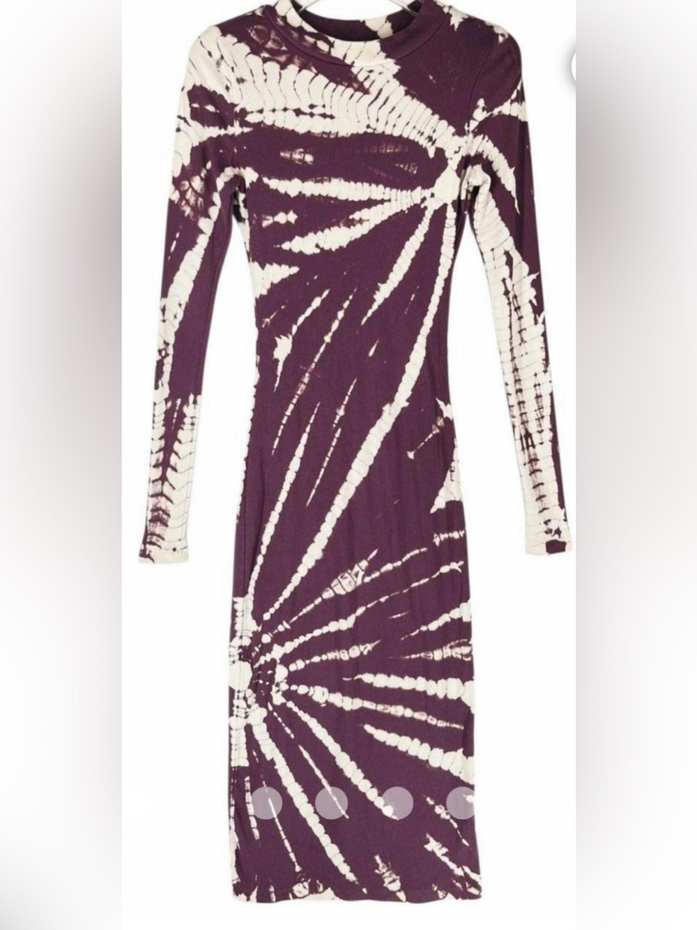 Young Fabulous & Broke Long-Sleeve Tie-Dye Dress in Plum and Cream